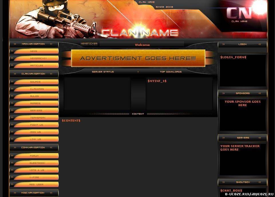 Красивый шаблон для ucoz - Counter-Strike Source Clan